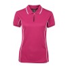 Hot Pink White Ladies Piping Polo Shirts